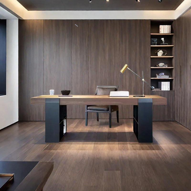 4-cube open-shelf leg design desk