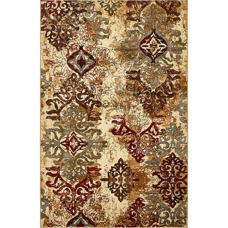 Eelijah Abstract Red/Cream Area Rug, Rectangle 2'2" x 3'1"