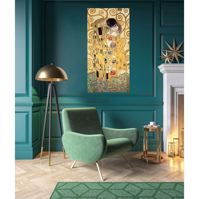 'The Kiss' by Teo Rizzardi - Wrapped Canvas Painting Print, Yellow, 70cm H x 35cm W x 4cm D