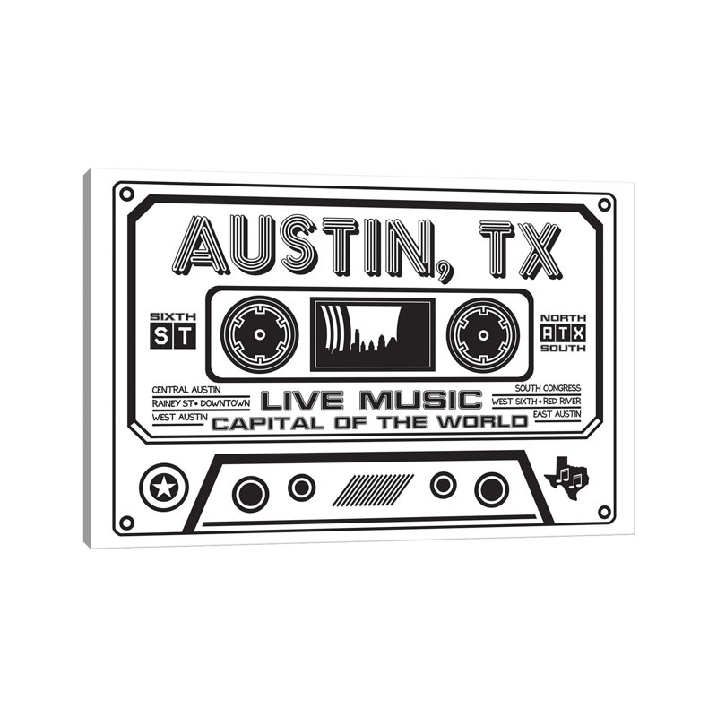 Cassette Austin Texas, H 26 po x l 40 po x 1,5 po