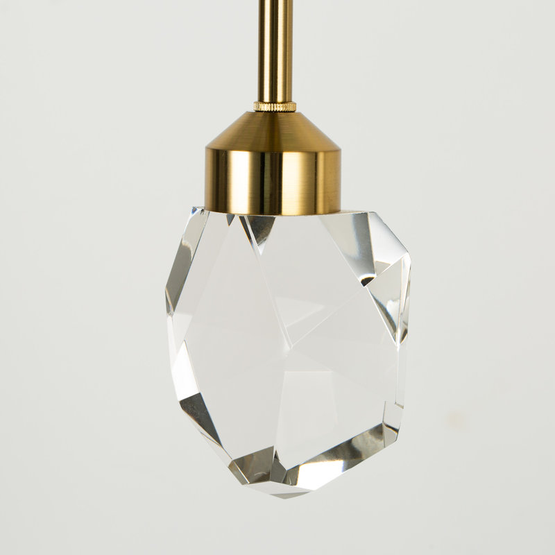 Gopesh 1 - Light Crystal Geometric Integrated LED Kitchen Island Pendant, Gold