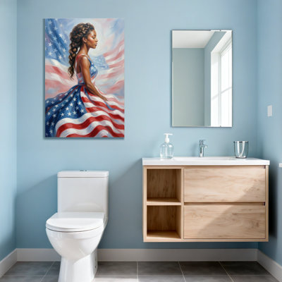 Fashion American Flag Woman Dress Art Print