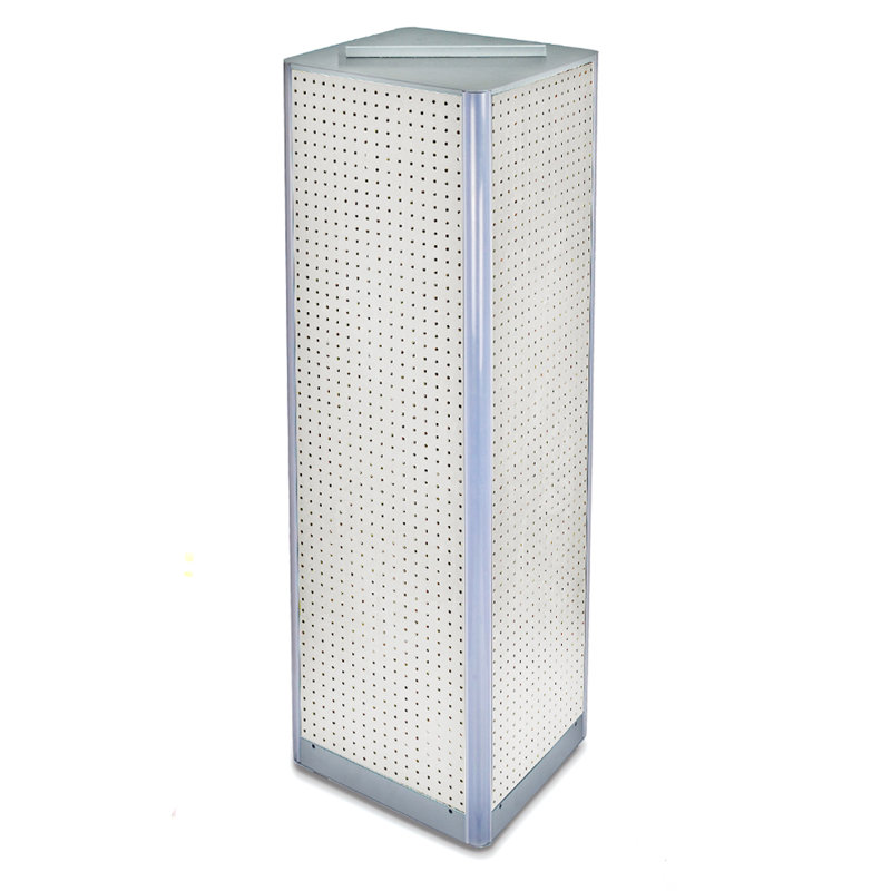 Four-Sided Pegboard Tower Floor Display on Revolving Base. Spinner Rack Stand. Panel Size: 16"W x 60"H