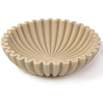 Large Decorative Bowl, Modern Handicraft Bowls for Home Decor, Fruit Bowl for Kitchen Counter, Ruffle Decor, Stylish Key Bowl for Entry Table, Artificial Stone