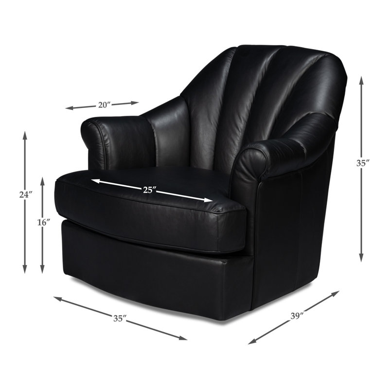 Scoth Upholstered Swivel Armchair, Black Genuine Leather