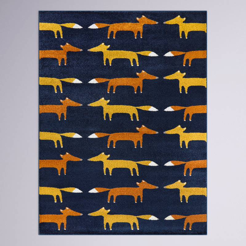 Hande Rug, Rectangle 5'3" x 7', Blue
