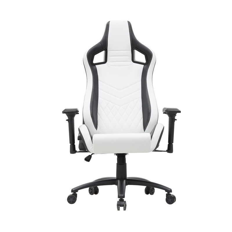 Inbox Zero Henny Adjustable Reclining Ergonomic Faux Leather Swiveling PC & Racing Game Chair, White/Black