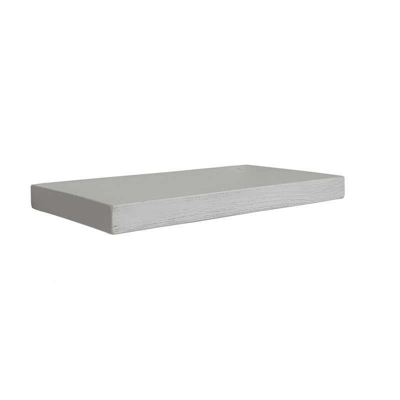 Tablette flottante en bois de pin massif, H 2 po x l 24 po x P 10 po, Blanc