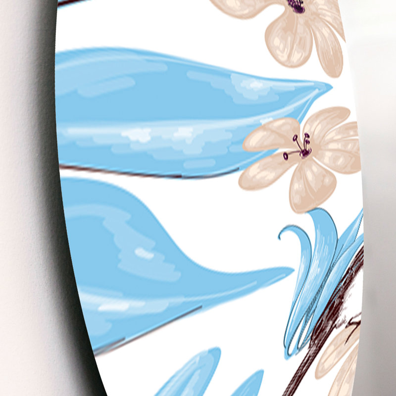 Ensemble de 3 décorations murales dessin de fleurs avec petit oiseau