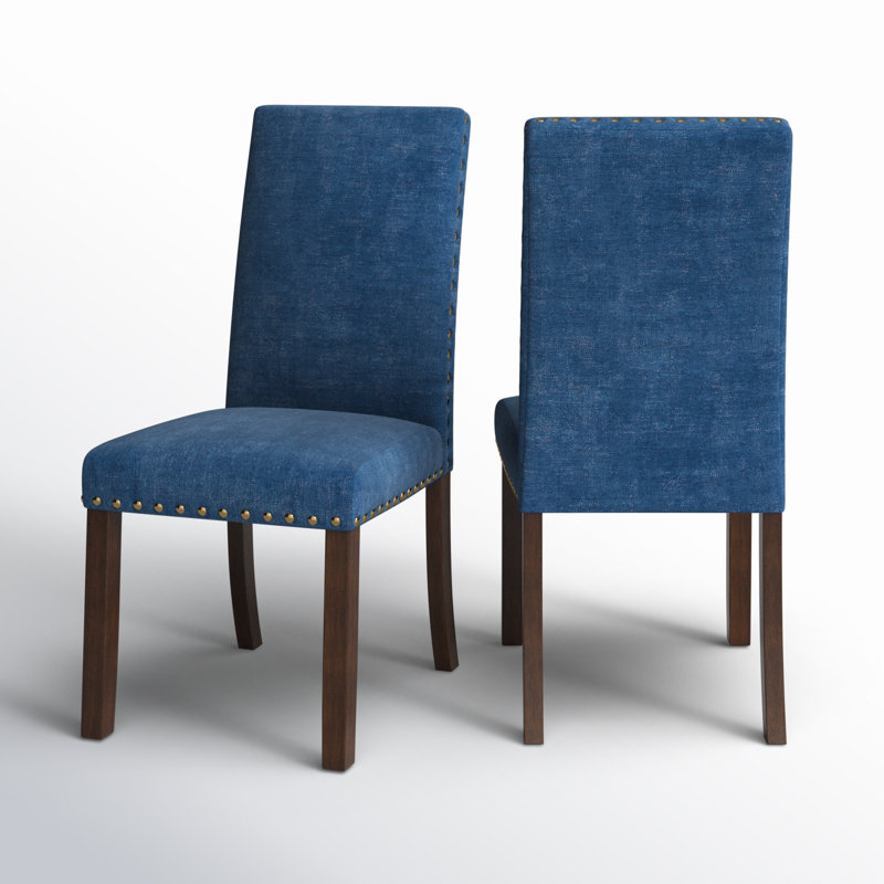 Bontrager 20'' H Linen Dining Chair - Upholstered Parsons Side Chair, Blue
