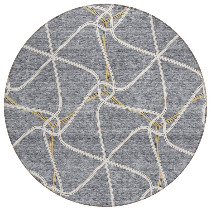  Aleg Area Rug with Non-Slip Backing, Round 8'
