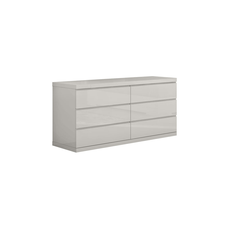 Commode double 6 tiroirs Mayberry, Gris clair