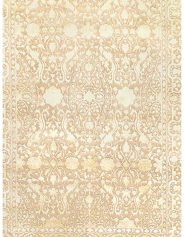 Tapis ivoire / beige en laine noué à la main Tabriz