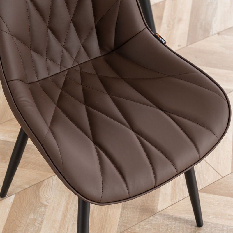 Chaise d'appoint rembourrée et rembourrée en similicuir Chardee, Brun