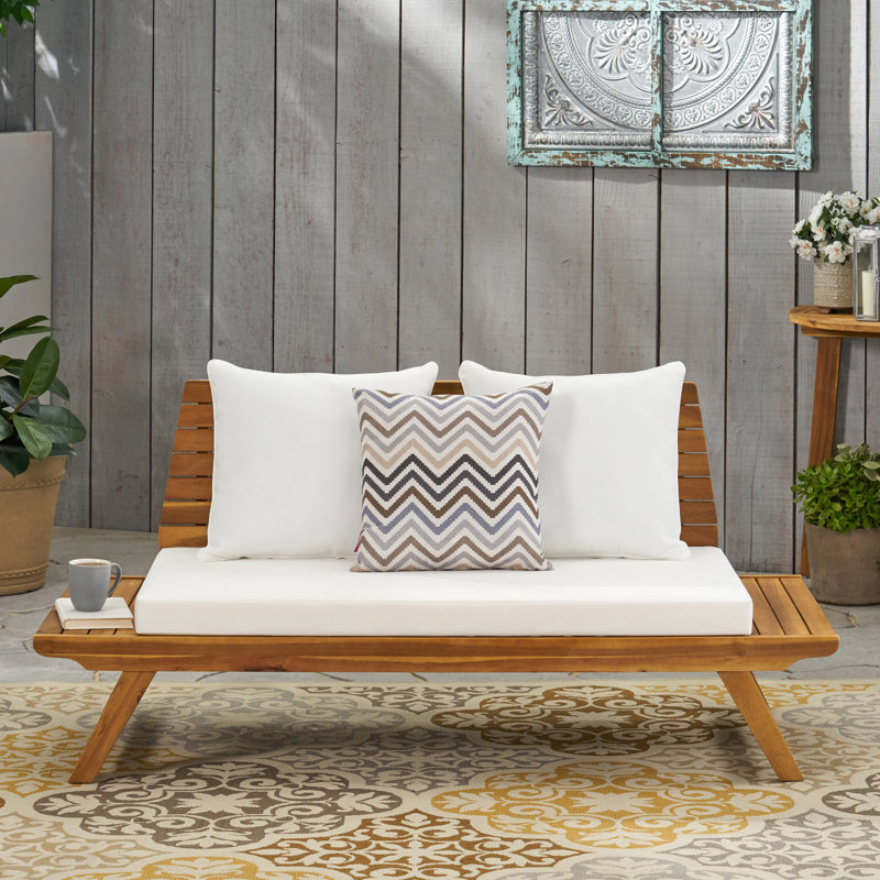 Causeuse Sédona, White Cushion/Teak Frame
