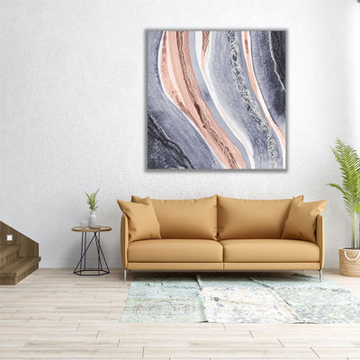 «Abstract Blue Peach Rivers», reproduction d'art sur toile