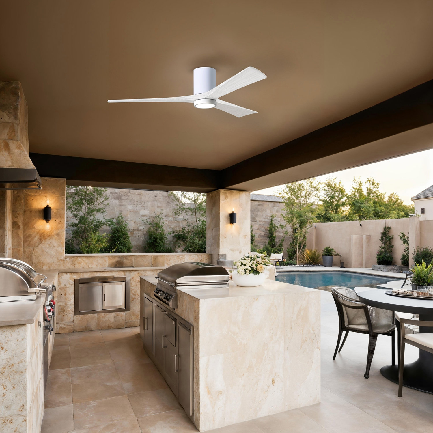 Olivier Ceiling Fan with LED Light Kit, Gloss White, Matte White, 60"