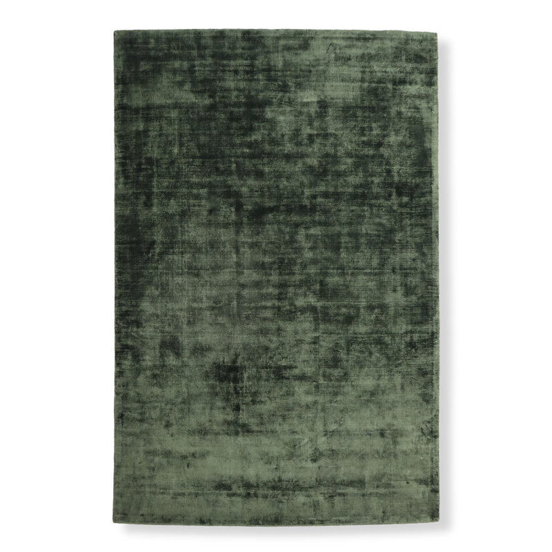 Hand-Loomed Lux Silk Moss Green Area Rug, Rectangle 10' x 14'