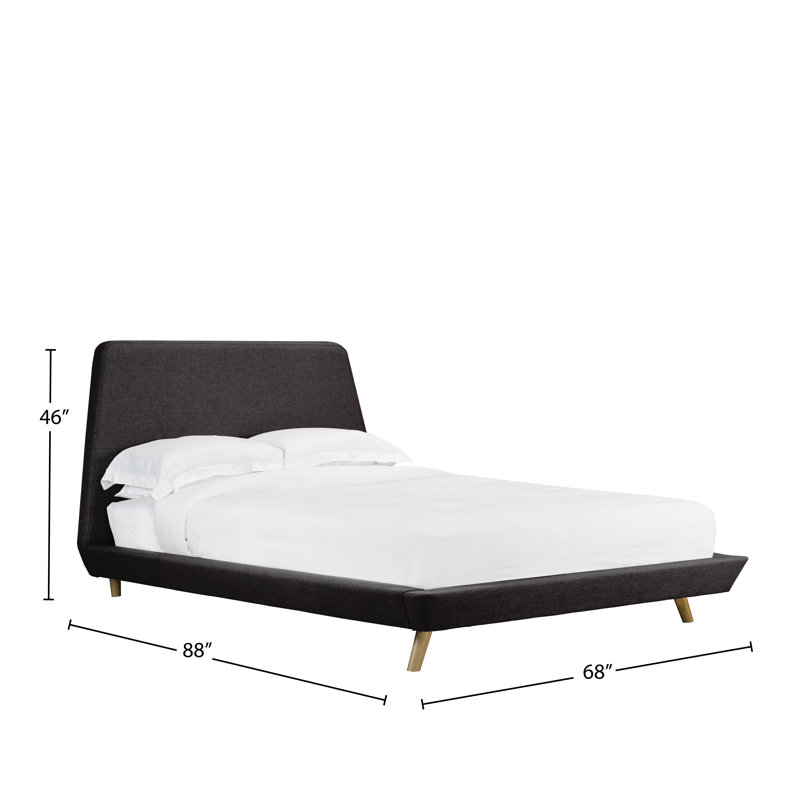 Lit plateforme en tissu d’ameublement Broughton, Espresso, Grand