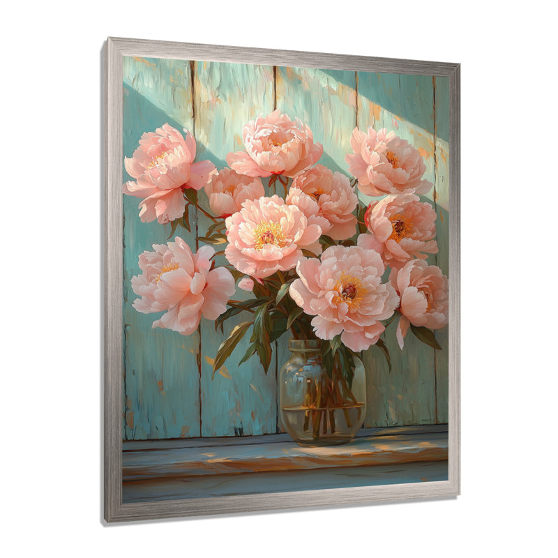 Charlemont - art mural floral, Argent argent, H 32 po x l 24 po, Reproduction encadrée d'une seule photo