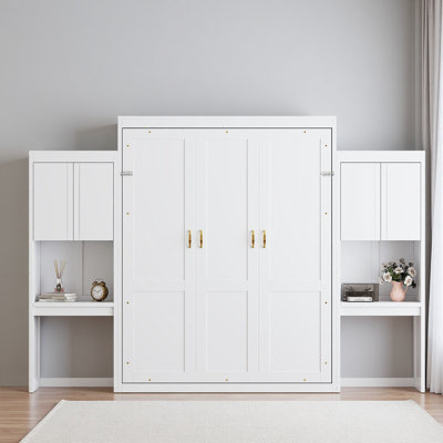 Grand lit escamotable avec bureau, coiffeuse et armoires