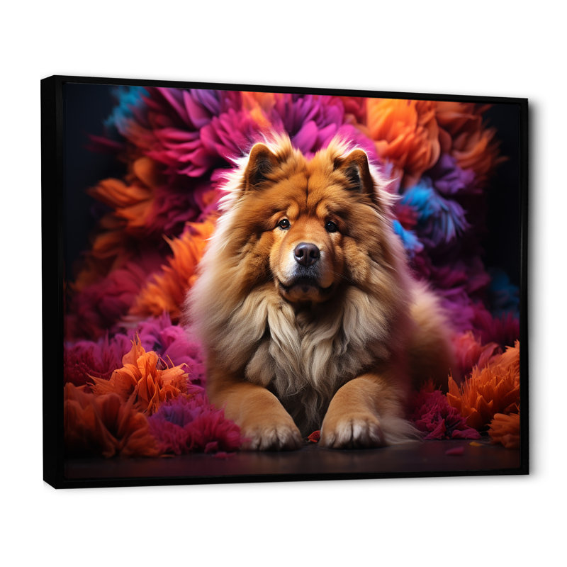 «Chow Chow Charm» sur impression sur toile, H 16 po x l 32 po x P 1 po, Cadre flottant noir