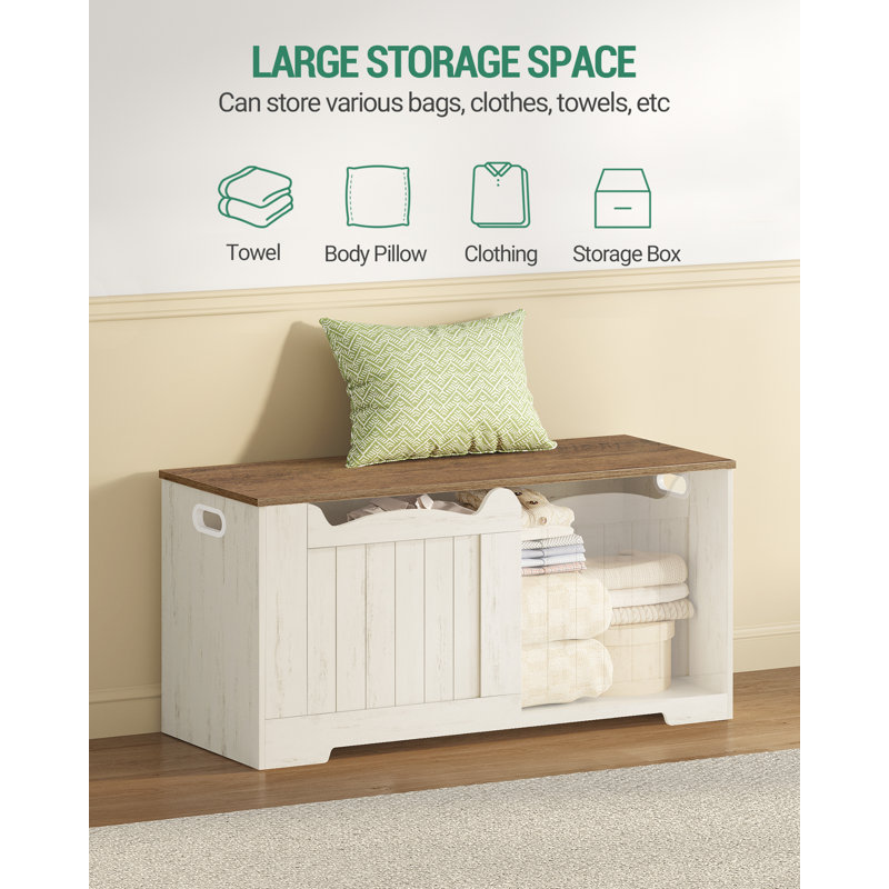 Storage Chest, Storage Trunk with 2 Secure Hinge, 100 cm Lift-Top Storages Bench, Wooden Storages Organizer, Shoe Bench for Entryway, Bedroom, Living Room 