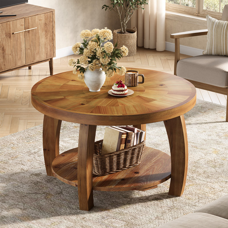 Solid Wood Four Leg Coffee Table with Storage