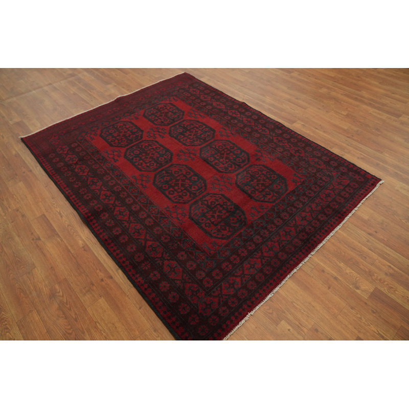 Tapis afghan tribal rouge oriental 5 x 6