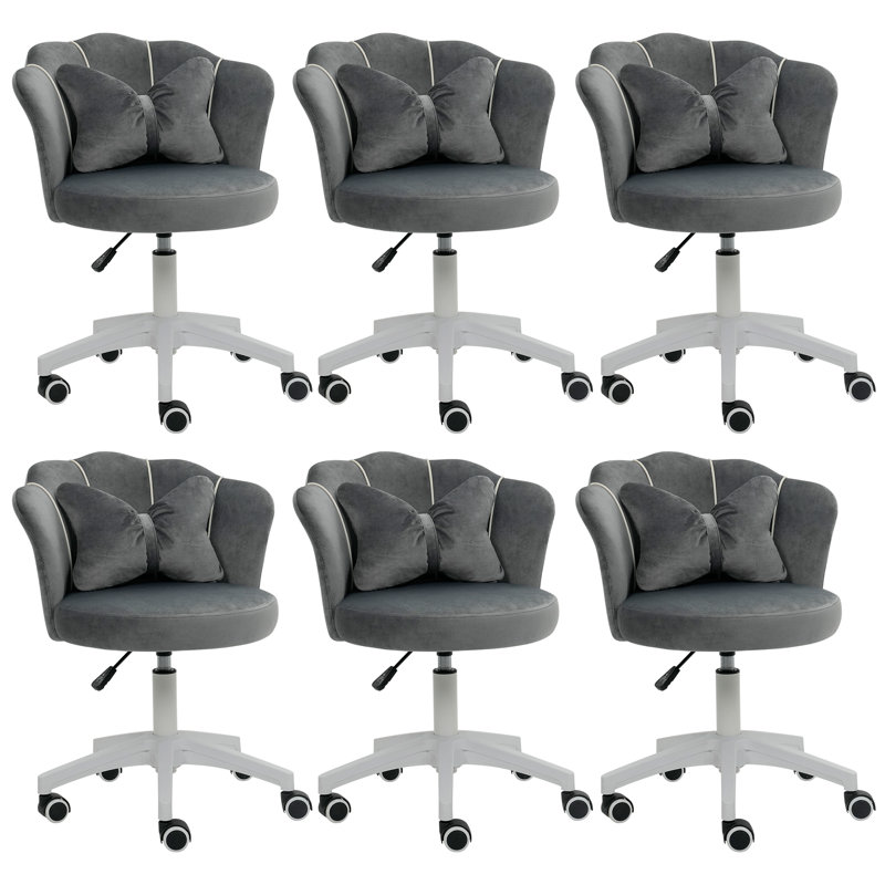 Everly Quinn Dahlgren Velvet Task Chair, Gray