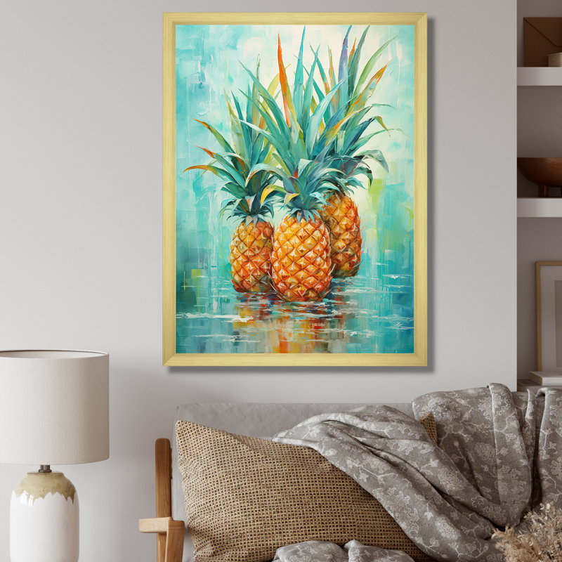 Oasis exotique sur toile, Encadrement doré, H 40 po x l 30 po x P 1,5 po