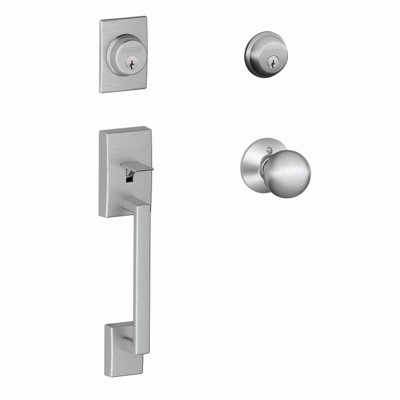 Century Handle with Double Cylinder Deadbolt and Orbit Door Knob and Rosette