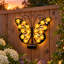 Lampe solaire décorative murale papillon, suspension extérieure en métal de 25 cm (9,8 pouces) pour jardin, terrasse, clôture ou cour.