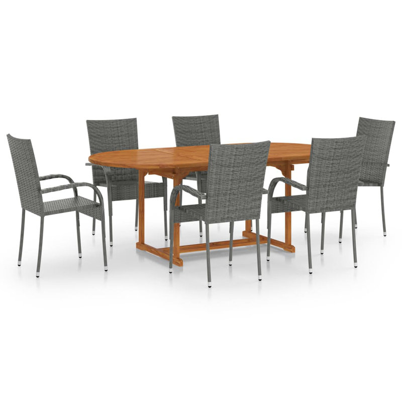 Oval 6 - Person Dining Set, Gray