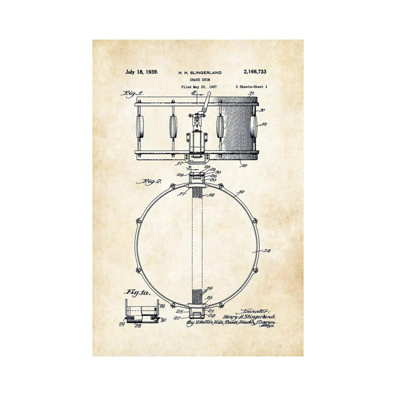 Slingerland Radio King Snare Drum by Patent77 - Wrapped Canvas Print, 101.6 cm H x 66.04 cm W x 3.175 cm D