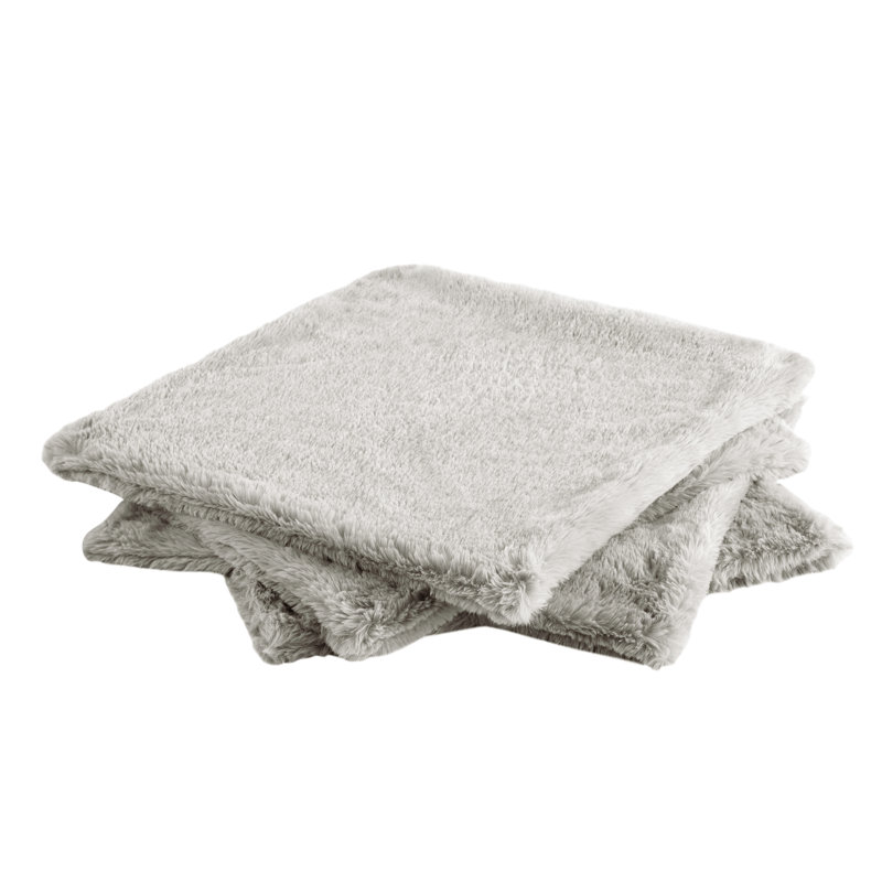 Rabbit Faux Fur Pillow Cover, Light Gray