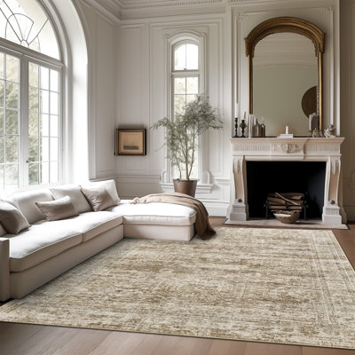 Tapis lavable rétro antidérapant (brun)