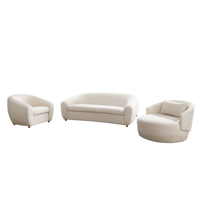 3-Piece Boucle Living Room Set