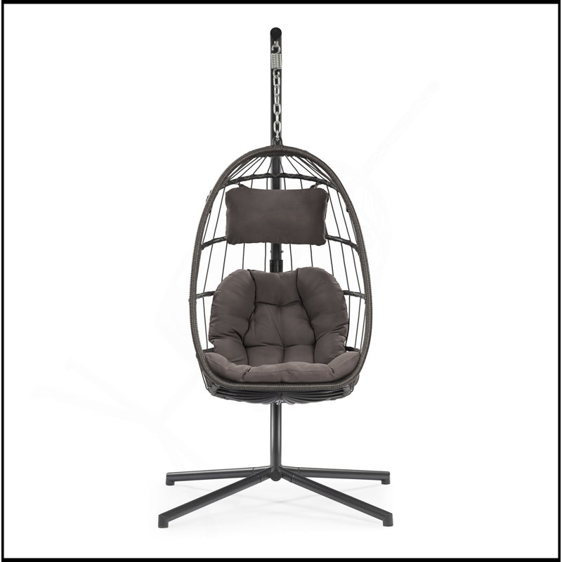 Outdoor Hanging Chair With Durable Frame And Comfortable Cushion For Relaxation, Dark Grey