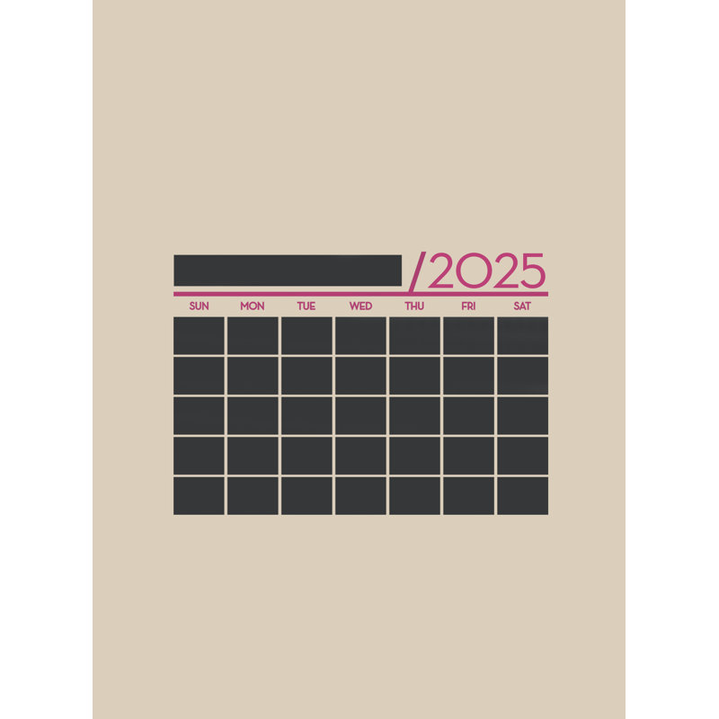 2025 Calendar Chalkboard Wall Decal, 43"W x 30"H