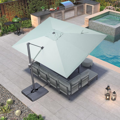 132 X 108 Rectangular Cantilever Green Umbrella With Fade Resistance Recycled Fabric And 360-degree Rotation