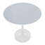 Table contemporaine transformable en table à manger ou en bar, en métal blanc et bois blanc.