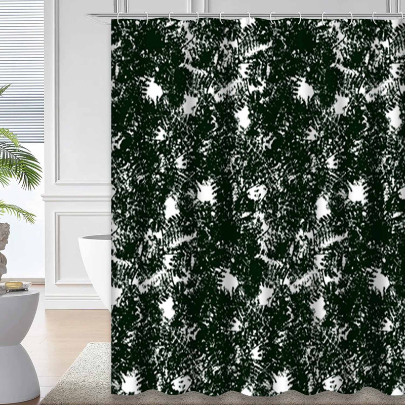 Rideau de douche imperméable à motif de feuilles de palmier tropical avec 12 crochets, 72" L x 78" W