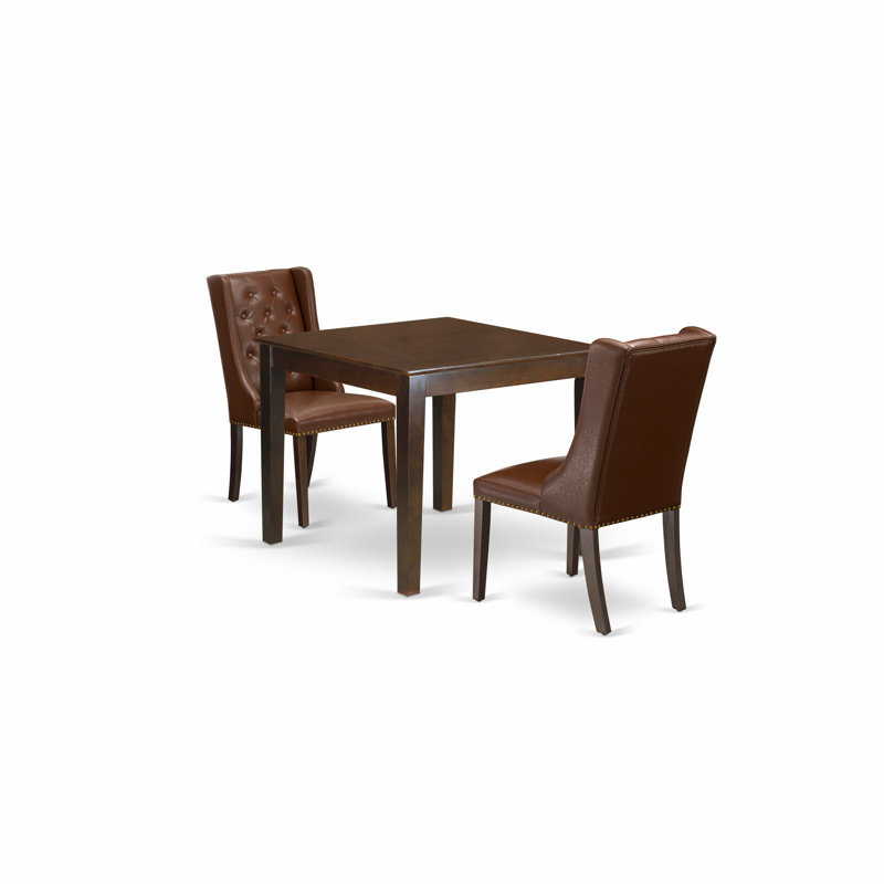 Gazaway Solid Wood Solid Wood Top Four Leg Dining Set, Mahogany, 3 Pieces: 1 Table, 2 Chair, Brown