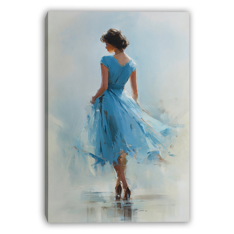 Art mural doux sur toile tendue avec valse bleue, H 48 po x l 36 po x P 1,5 po