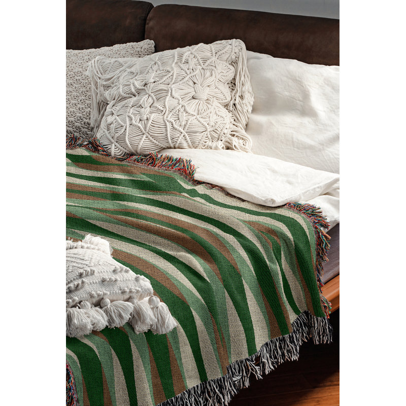 Jeté en mélange de coton Jordyn, L 60 po x l 50 po, Vert