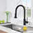 Pull Down Kitchen Faucet With Soap Dispenser, Stainless Steel, Matte Black Finish | Gift Idea-122634028
