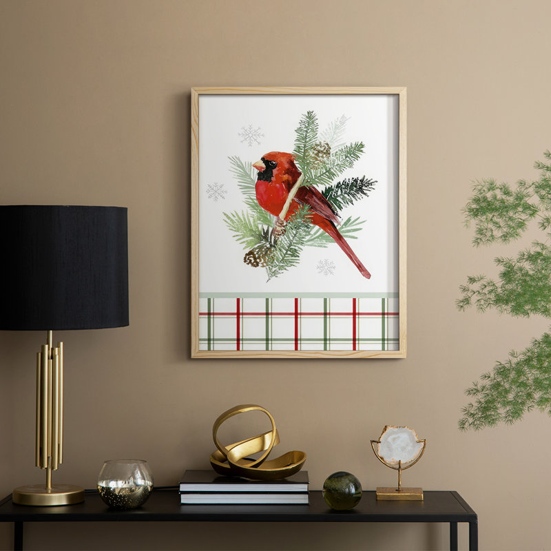 Reproduction encadrée de la collection Winter visiteur B - bois massif, Naturel, H 15 po x l 12 po