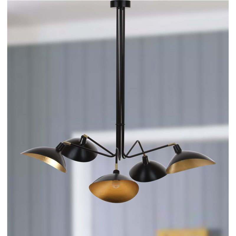 Lustre géométrique unique à 5 lumières Duke, Noir