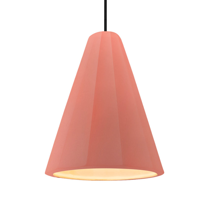 Radiance - luminaire suspendu 1 lumière cannelé - rosé brillant - noir mat - l 9 po x H 13 po - ampoule remplaçable - cordon noir